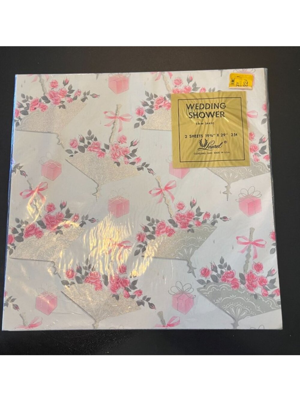 VRG Laurel Wedding Shower Gift Wrap Sheets 19-3/4" x 29" Pink Umbrella Floral